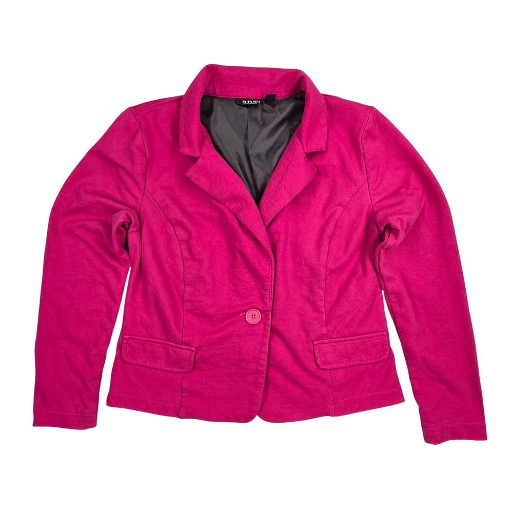 ana A New Approach Hot Pink Knit Blazer Single Button Petite Large PL